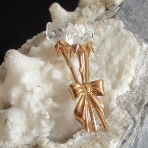 Swarovski Rose Bouquet, Gold, Austria, Crystal, Miniature, Vintage,